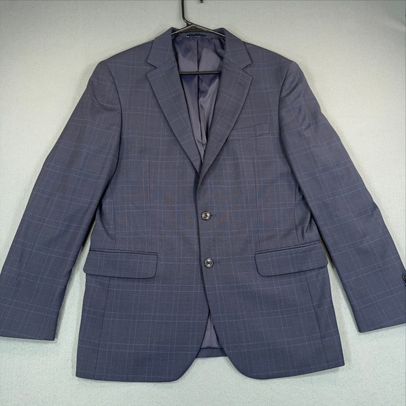 Jos. A. Bank Other - Jos A Bank 1905 Slim Fit Navy Windowpane Organica Wool Blazer 42R brrr Comfort